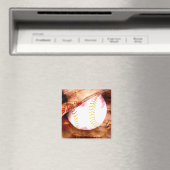 Baseball & Glove Grunge Style Magnet (In Situ (Geschirrspüler))