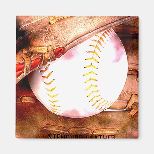 Baseball & Glove Grunge Style Magnet (Vorne)