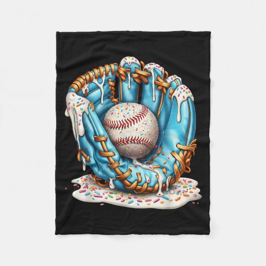 Baseball Glove Ice Cream Drip With Sprinkles Men B Fleecedecke (Vorderseite)
