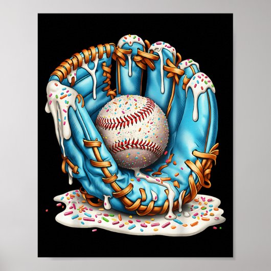 Baseball Glove Ice Cream Drip With Sprinkles Men B Poster (Vorne)