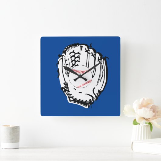 Baseball Glove Quadratische Wanduhr (Zuhause)