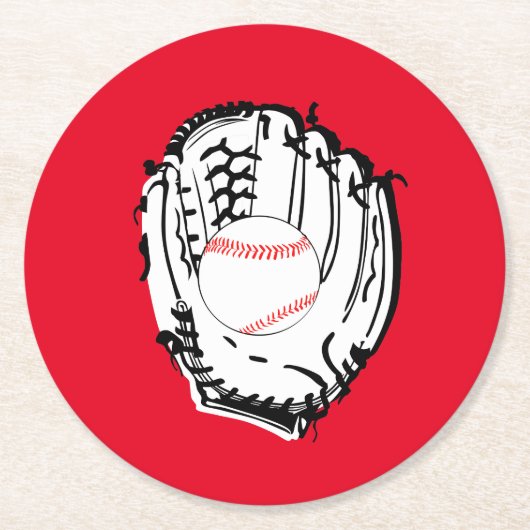 Baseball Glove Runder Pappuntersetzer (Vorderseite)