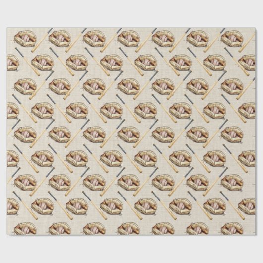 Baseball Glove und Bat Geschenkpapier (Flach)