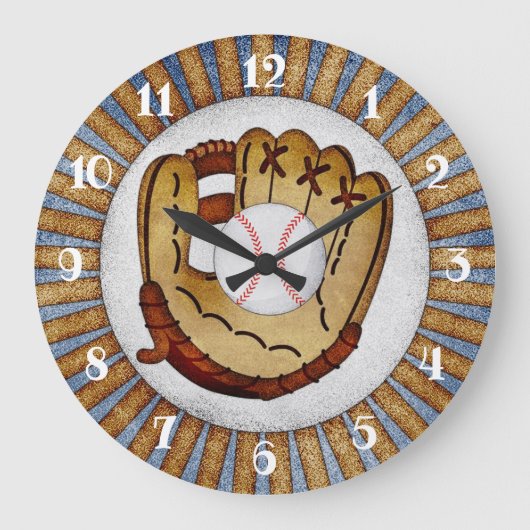 Baseball Glove Wall Clock Sports Baseball Player Große Wanduhr (Vorderseite)