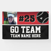 Baseball Go Team Ein Foto Red Banner (Horizontal)
