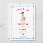 Baseball Golden Retriever Watercolor Babydusche Einladung (Vorderseite)