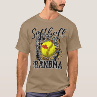 Baseball Grandma Leopard Funny Softball Mom Mother T-Shirt