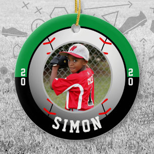 Baseball Green Black Team Colors Keramik Ornament