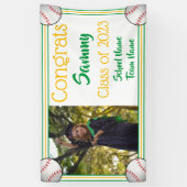 Baseball Green & Gold Ein Foto Abschluss Banner (Vertikal)