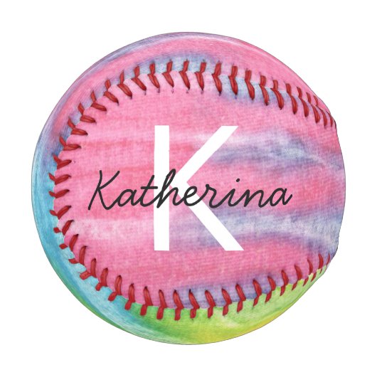 Baseball - Groovy Pink Aquamarine Gefärbte Krawatt (Vorderseite Links)