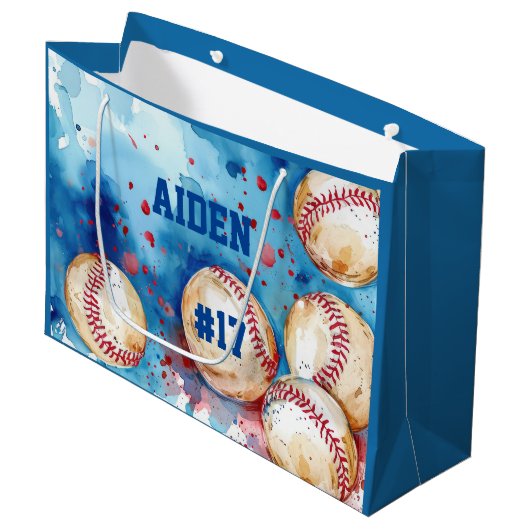 Baseball Große Geschenktüte (Vorderseite Schrägansicht)