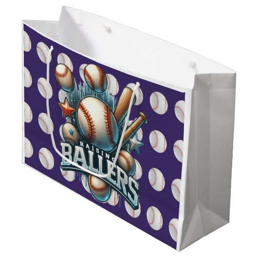 Baseball Große Geschenktüte (Vorderseite Schrägansicht)