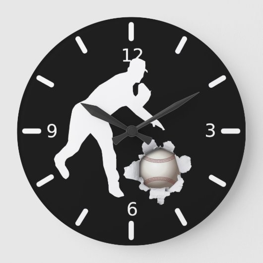 Baseball Große Wanduhr (Vorderseite)