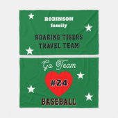 Baseball Grün Name Sterne Herz Fleecedecke (Vorderseite)