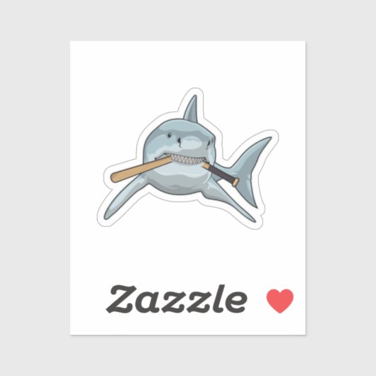 Baseball-Hai mit Baseballschläger Aufkleber (Blatt)