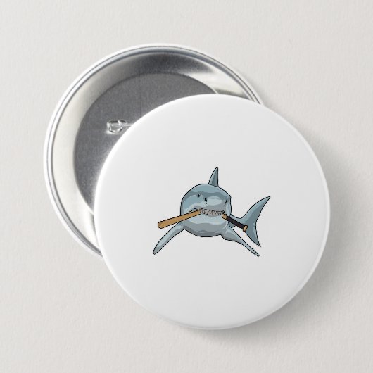 Baseball-Hai mit Baseballschläger Button (Vorne & Hinten)