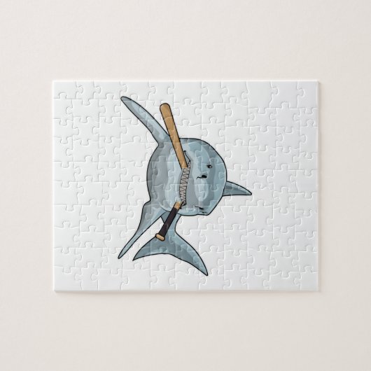 Baseball-Hai mit Baseballschläger Puzzle (Horizontal)