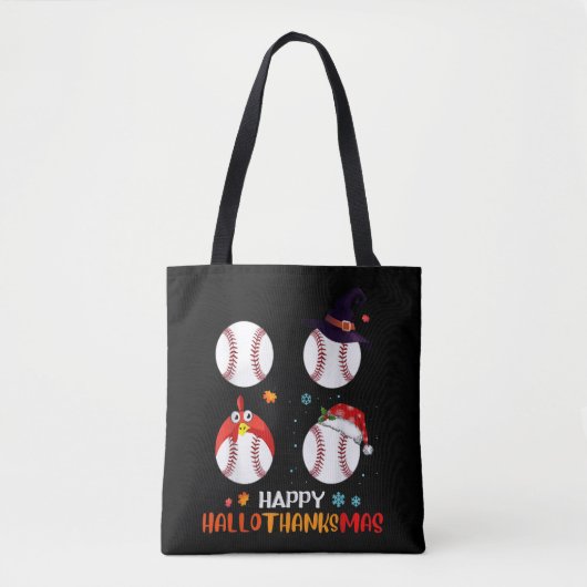 Baseball Halloween And Merry Christmas Happy Tasche (Vorderseite)