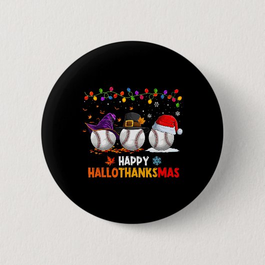 Baseball Halloween Erntedank Weihnachtsfeiertag Button (Vorderseite)