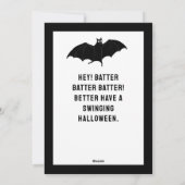 Baseball Halloween Feiertagskarte (Rückseite)