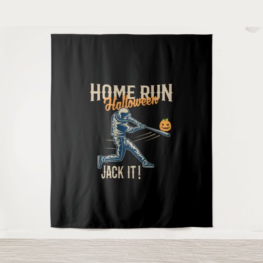 Baseball Halloween Spaß Retro gestört stylish Wandteppich (Vorderseite)