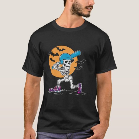 Baseball Halloween Spooky Catcher Pitcher Trick od T-Shirt (Vorderseite)