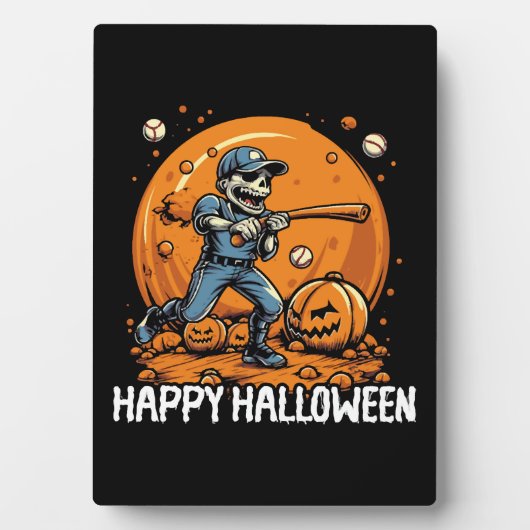 Baseball-Halloween-Streich oder Streusel Baseballs Fotoplatte (Vorderseite)