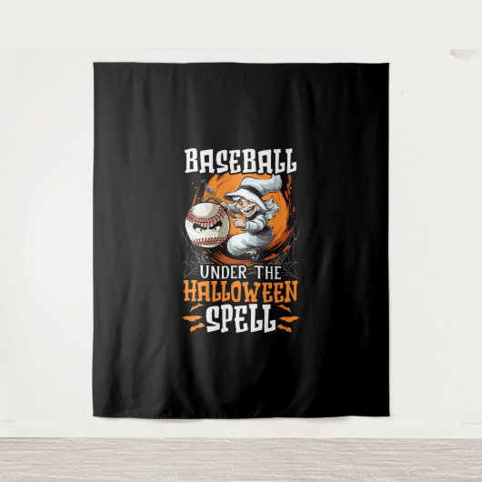 Baseball Halloween Trick oder Treatment Baseball-S Wandteppich (Vorderseite)