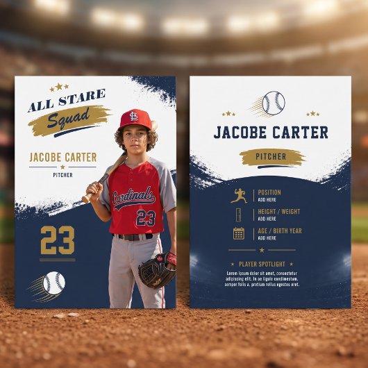 Baseball-Handel Modern Navy Editierbar Telefonnummerkarte