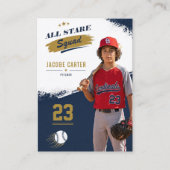 Baseball-Handel Modern Navy Editierbar Telefonnummerkarte (Vorderseite)