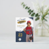 Baseball-Handel Modern Navy Editierbar Telefonnummerkarte (Stehend Vorderseite)