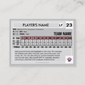 Baseball-Handelskarte graue Rückseite - Benutzerde Telefonnummerkarte (Rückseite)