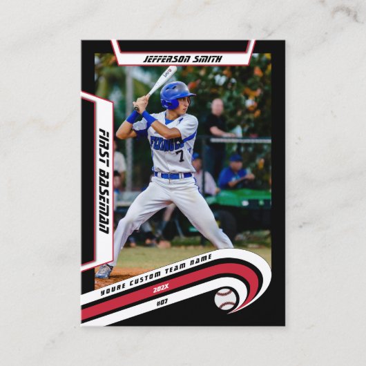 Baseball-Handelskarte Lebendig-Rot-Schwarz Telefonnummerkarte (Vorderseite)