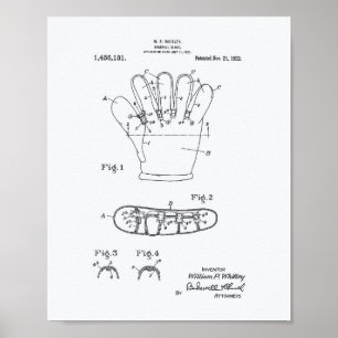Baseball-Handschuh 1922 Patentkunst - Weißes Papie Poster