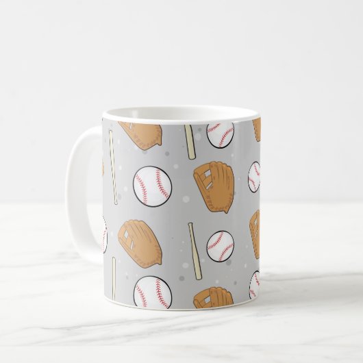 Baseball - Handschuhe, Bälle und Fledermäuse im gr Kaffeetasse (Vorderseite Links)