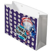 Baseball Happy Birthday Große Geschenktüte (Vorderseite Schrägansicht)