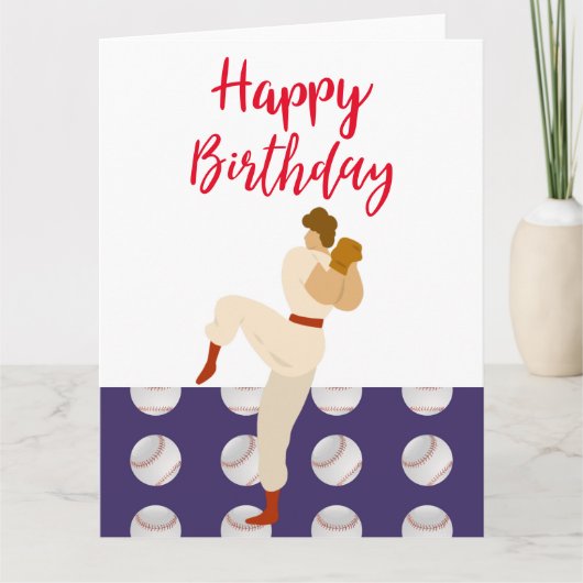 Baseball Happy Birthday mit Spieler Karte (Vorderseite)