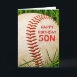 Baseball Happy Birthday Son Card Karte<br><div class="desc">Ein Baseball im großen Sommergras mit den Worten Happy Birthday Son! Ideal für Ihren Lieblings-Fan-Sohn und völlig anpassbar für Sie,  um Ihre persönlichen Wünsche zu erfüllen!</div>