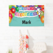 Baseball Happy Birthday Spieler werfen Ballon Banner (Insitu)