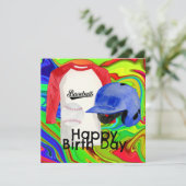 Baseball Happy Geburtstag zum Baseball-Spieler Karte (Stehend Vorderseite)