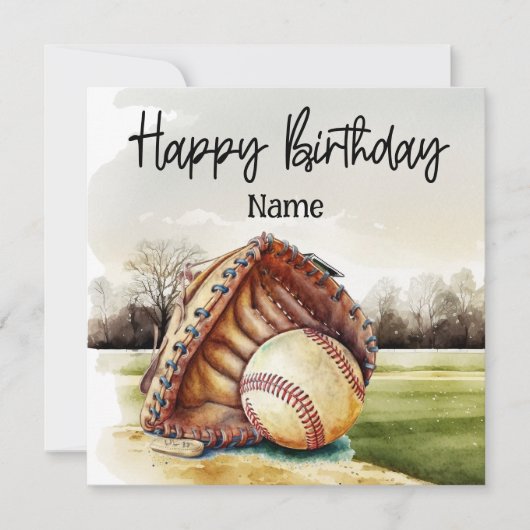 Baseball Happy Geburtstag zum Spieler mit Ball Karte (Vorderseite)