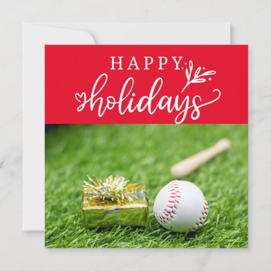 Baseball Happy Holidays mit Ballschläger und Hands Karte (Vorderseite)