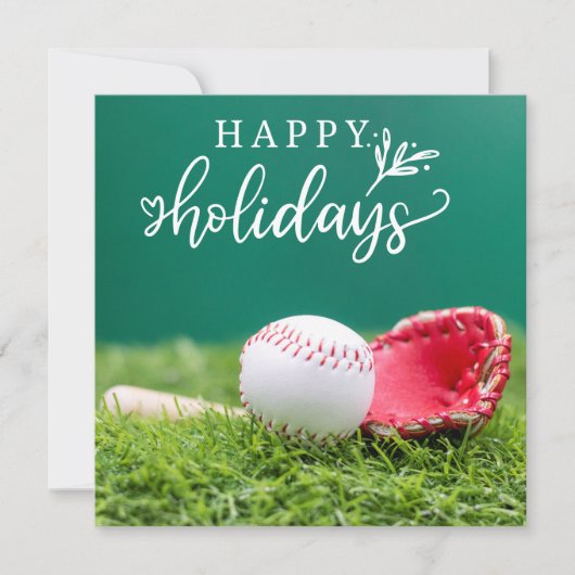 Baseball Happy Holidays mit Ballschläger und Hands Karte (Vorderseite)