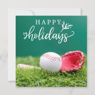 Baseball Happy Holidays mit Ballschläger und Hands Karte