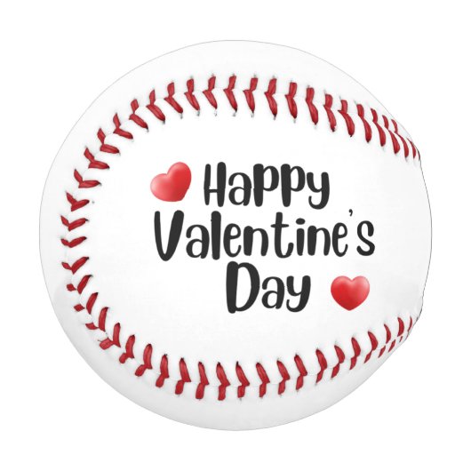 Baseball Happy Valentinstag mit Liebe rotes Herz (Vorderseite Links)