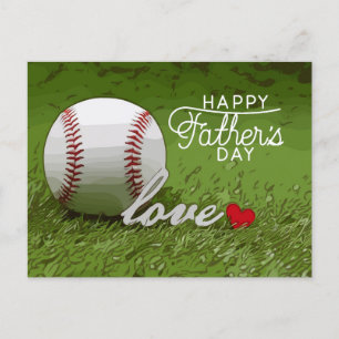 Baseball Happy Vatertag auf Grün mit Liebe Postkarte