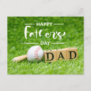 Baseball Happy Vatertag auf grünem Gras Postkarte