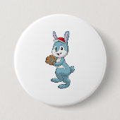 Baseball-Hase mit Baseball-Handschuh Button (Vorderseite)