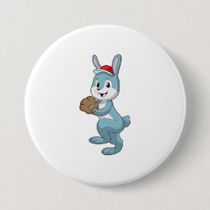 Baseball-Hase mit Baseball-Handschuh Button
