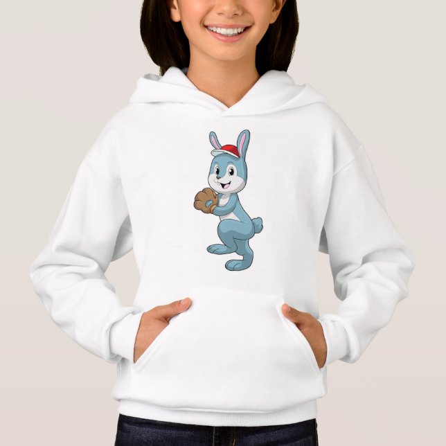 Baseball-Hase mit Baseball-Handschuh Hoodie (Vorderseite)